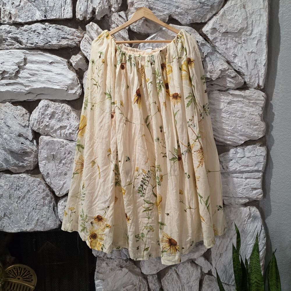 H&M Sunflower Maxi Skirt Cottagecore Vacay Beach Women's Size M New